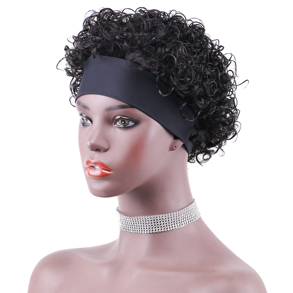 Headband Wig 100%Human Hair Wigs Water Curl item#9229