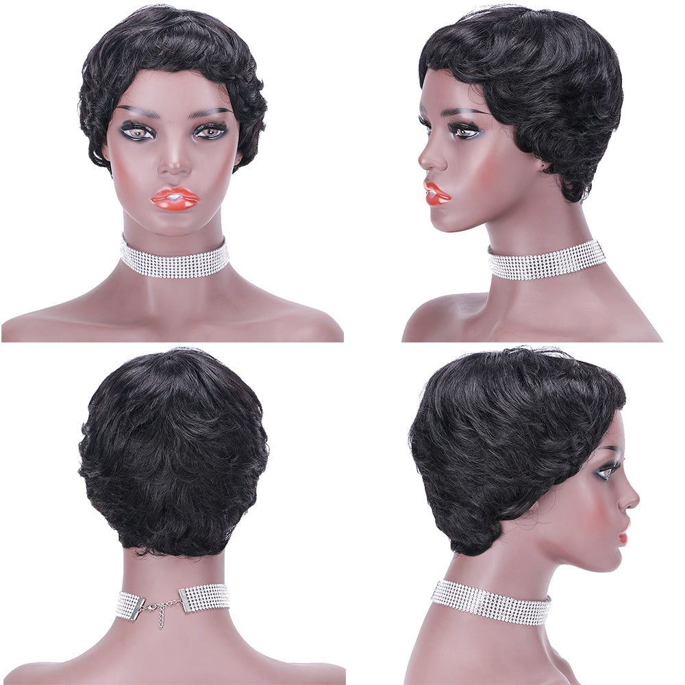 Pixie Cut wig 100%Human Hair Short Wigs Layered Wigs Full Machine Made Wig item#9077