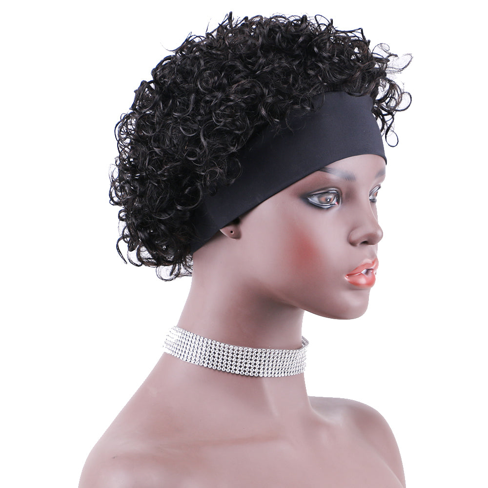 Headband Wig 100%Human Hair Wigs Water Curl item#9229