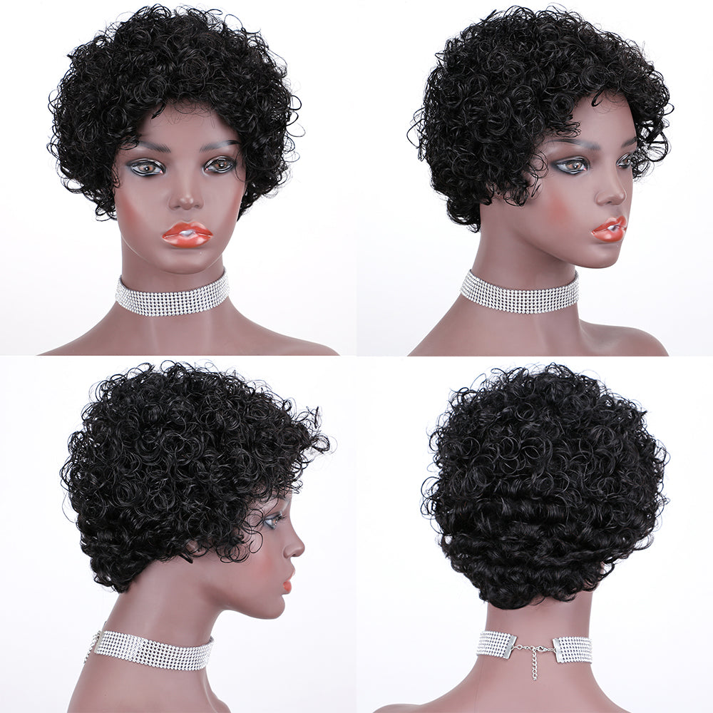 Pixie Cut wig 100%Human Hair Short Wigs Layered Wigs Full Machine Made Wig  item#9091